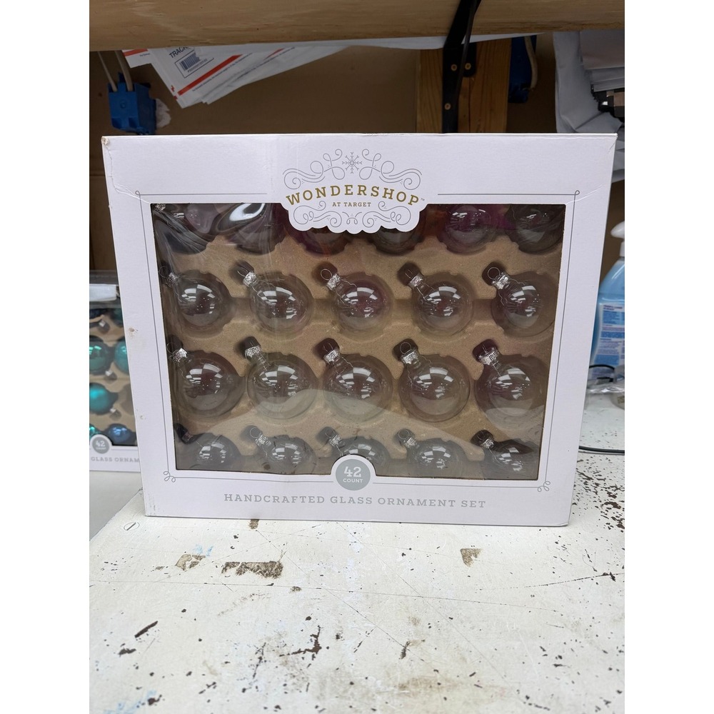 Wondershop 42 Count Handcrafted Glass Ornament Set Clear Round Christmas Balls